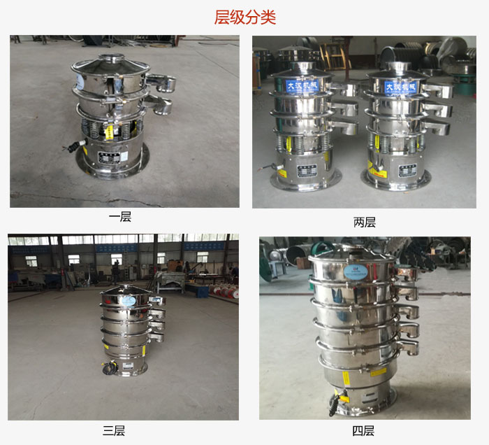小型不銹鋼振動(dòng)篩層級(jí)展示：一層，兩層，三層，四層等。