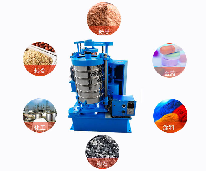 拍擊式標(biāo)準(zhǔn)振篩機(jī)適用范圍：粉狀，醫(yī)藥，糧食，石沙，化工，涂料等